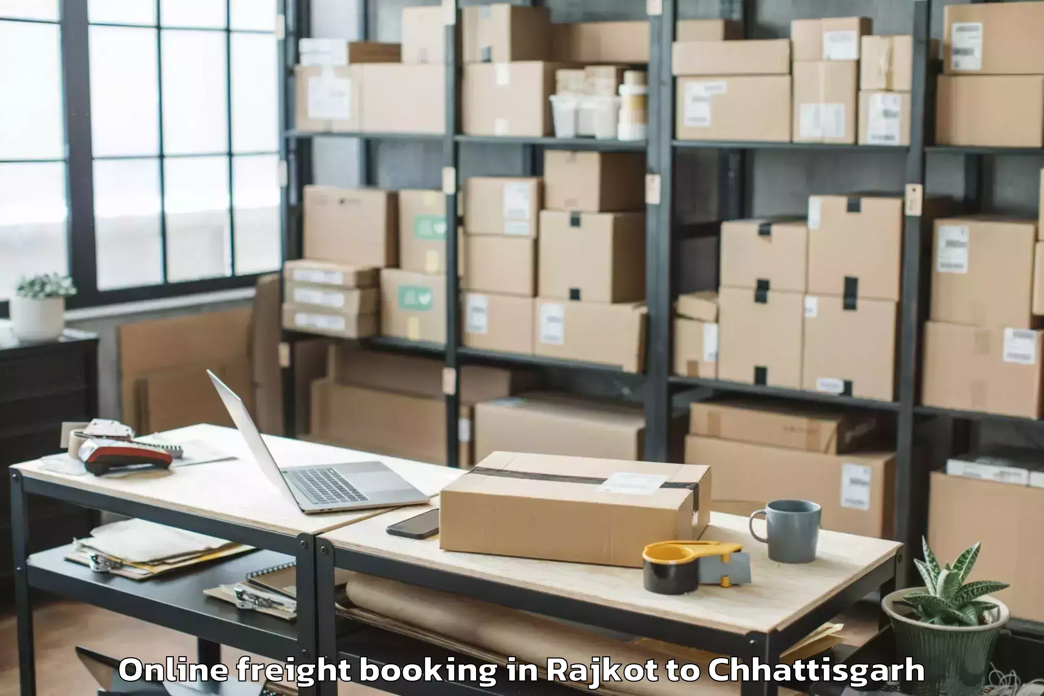 Hassle-Free Rajkot to Gaurela Online Freight Booking